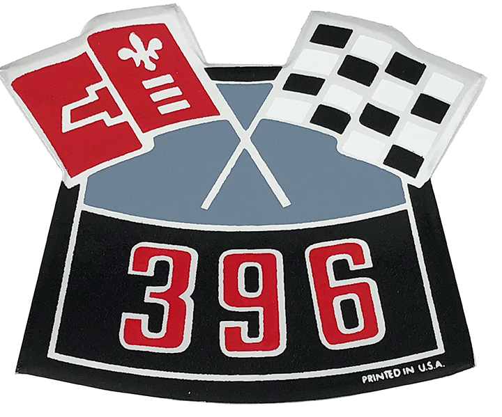 67-69 Camaro Air Cleaner Crossed Flag Decal 395/427 and 502