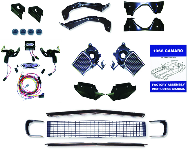 68 Camaro RS Headlamp Conversion Kit - Black Grill