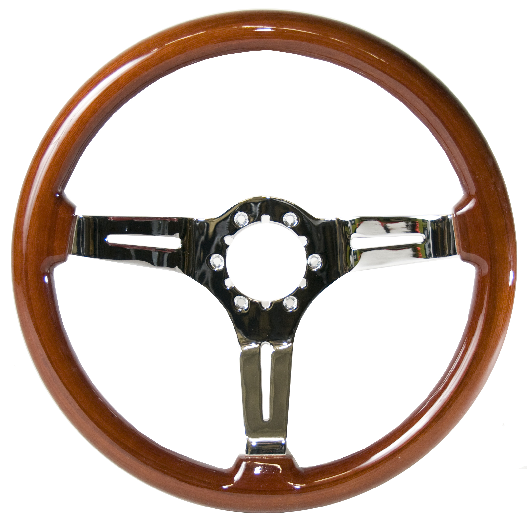 Auto Pro 14" Rosewood Steering Wheel with Chrome Spokes