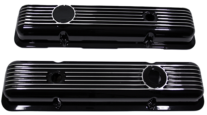 69-77 Camaro Z28 Aluminum SB Black Polished Valve Covers (w/o Emblem)